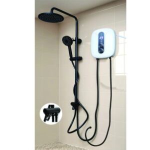 KS2027B – 3 Way Single Shower with Instant Shower Heater with Inbuilt Pump – Black