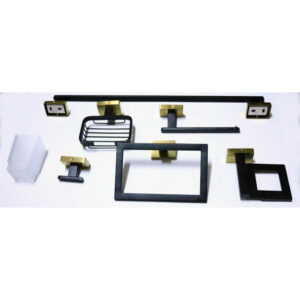 N053BG – Premium – 6 Piece P.Square ( SS304 ) Bathroom Set, Black and Gold