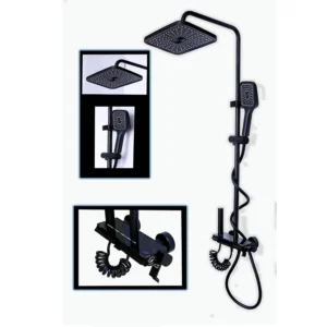 KS1056 – 4 Way Aluminium ( Hydroelectric Display ) Piano Shower – Black